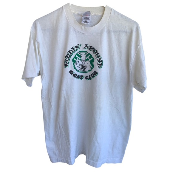 Vintage Tee Shirt Kiddin’ Around Goat Club 4H Adult Size Large White 90s - Picture 1 of 6